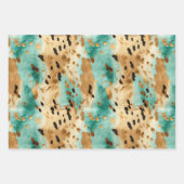 Feuille De Papier Cadeau Poster de animal noir Turquoise or (Devant)