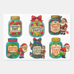 Feuille De Papier Cadeau Pot de Fart de Noël Drôle 100% Flatulence Festive