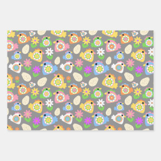 Feuille De Papier Cadeau Poules de la cour de printemps