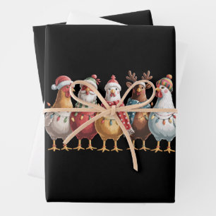Feuille De Papier Cadeau Poules de Noël Cadeau de poulet de Noël Amateur de