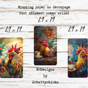 Feuille De Papier Cadeau Poules françaises heure du thé découpage