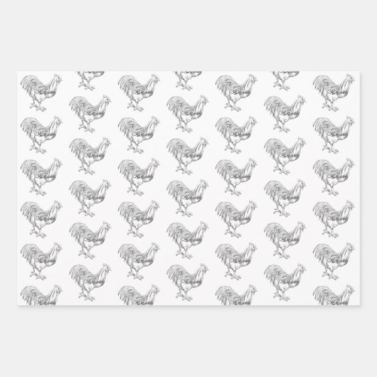 Feuille De Papier Cadeau Poulet en stylo et encre (Devant 2)