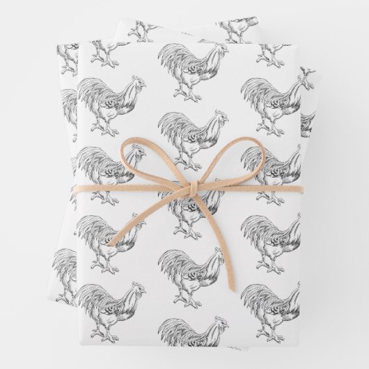 Feuille De Papier Cadeau Poulet en stylo et encre (En situation)