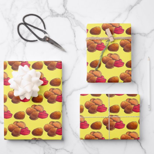 Feuille De Papier Cadeau Poulet Nuggets Ketchup Junk Fast Food Foin (Recto)