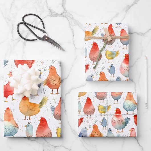 Feuille De Papier Cadeau Poulets d'élevage (Recto)