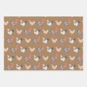 Feuille De Papier Cadeau Poulets Et Coqs  (Devant 2)
