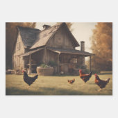 Feuille De Papier Cadeau Poulets rustiques (Devant 3)