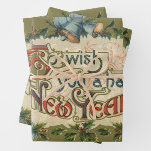 Feuille De Papier Cadeau Pour vous souhaiter une bonne année, Vintage victo