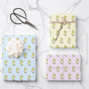Feuille De Papier Cadeau Poussin de Pâques éclos