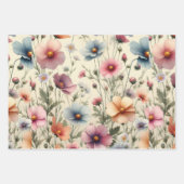 Feuille De Papier Cadeau Prairie de fleurs sauvages Fond beige (Devant 3)