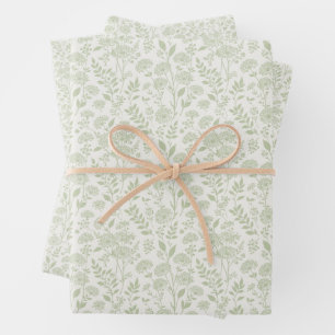 Feuille De Papier Cadeau Prairie de Pissenlit Olive Douce - Neutre