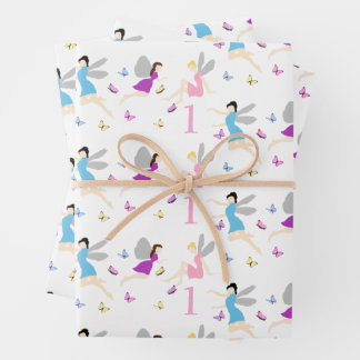 Feuille De Papier Cadeau Premier anniversaire de fée