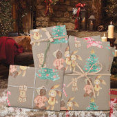 Feuille De Papier Cadeau Premier Noël de la petite fille noire Kraft rustiq