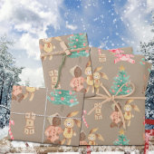 Feuille De Papier Cadeau Premier Noël de la petite fille noire Kraft rustiq