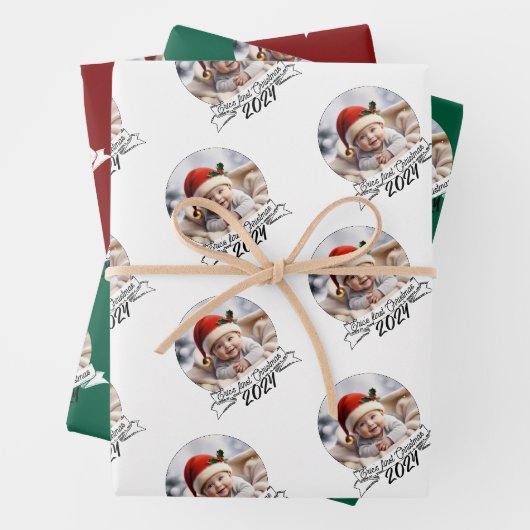 Feuille De Papier Cadeau Premier Noël du bébé (En situation)