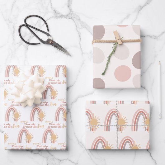 Feuille De Papier Cadeau Premier Voyage Autour Du Sun Boho Custom (Recto)