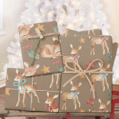 Feuille De Papier Cadeau Première fête des rennes de Noël du bébé Rustic Kr