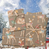 Feuille De Papier Cadeau Première fête des rennes de Noël du bébé Rustic Kr