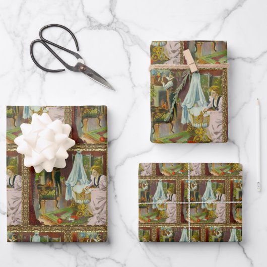 Feuille De Papier Cadeau Première visite de Père Noël (Recto)