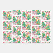 Feuille De Papier Cadeau Preppy Christmas Tree Bow Pink Blue Coquette (Devant)