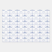 Feuille De Papier Cadeau Prêppy Coquette Bow Dusty Blue Line Tirée Envelopp (Devant)