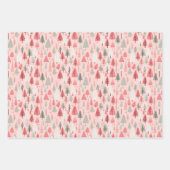 Feuille De Papier Cadeau Preppy Pink and Green Christmas Holiday Pattern (Devant)
