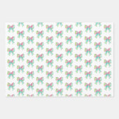 Feuille De Papier Cadeau Préppy - Vaches rose et verte (Devant 2)
