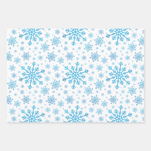 Feuille De Papier Cadeau Pretty Blue Christmas Snowflakes sur Winter White (Devant 3)