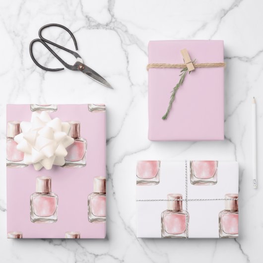 Feuille De Papier Cadeau Pretty in Pink Nail Polish Birthday (Recto)