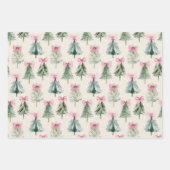 Feuille De Papier Cadeau Pretty Pink Coquette Bow Christmas Tree Pattern (Devant)