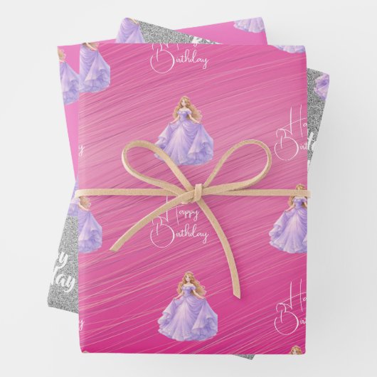Feuille De Papier Cadeau Princesse Violette (En situation)