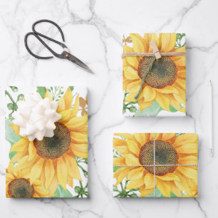 Feuille De Papier Cadeau printemps de tournesol