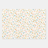 Feuille De Papier Cadeau Printemps du lapin et des fleurs de Pâques (Devant)