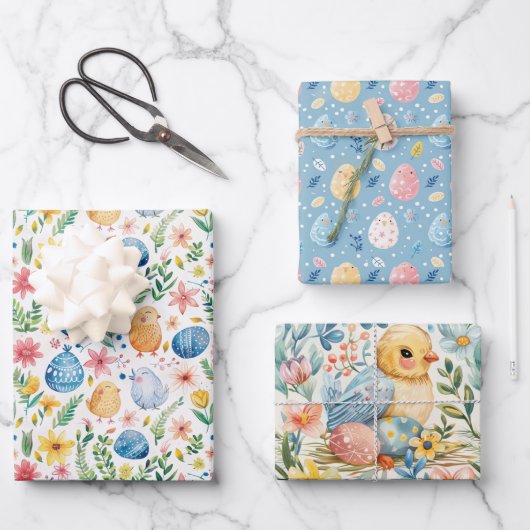 Feuille De Papier Cadeau Printemps Floraison Pâques 3 (Recto)