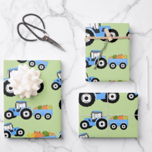 Feuille De Papier Cadeau Production de Camion Blue Tracteur