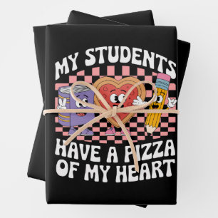 Feuille De Papier Cadeau Professeur Mes élèves ont une pizza de mon cœur 