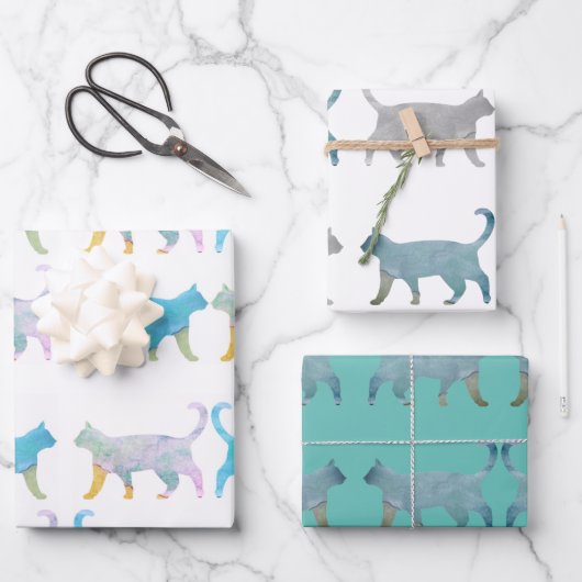 Feuille De Papier Cadeau Promenade de chats (Recto)