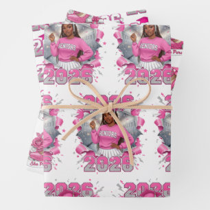 Feuille De Papier Cadeau Promotion 2026 Classe Pink & Silver Cérémonie de r