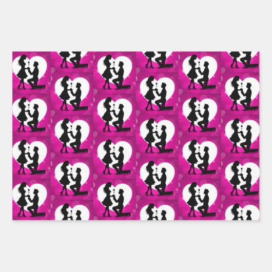 Feuille De Papier Cadeau Proposition cardiaque Collection Silhouette (Devant 3)