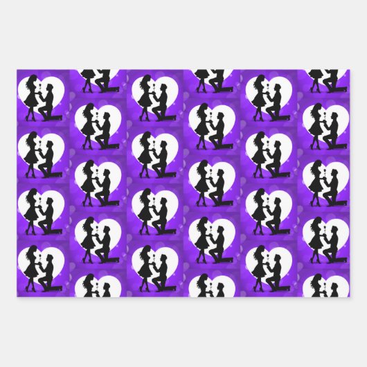 Feuille De Papier Cadeau Proposition cardiaque Collection Silhouette (Devant 2)