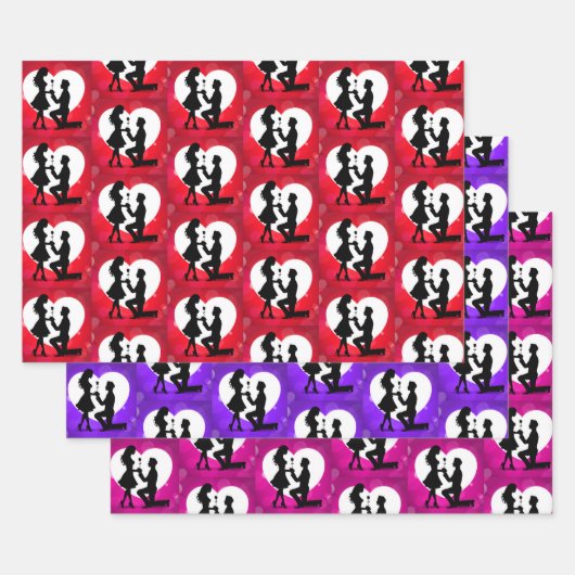 Feuille De Papier Cadeau Proposition cardiaque Collection Silhouette (Lot)