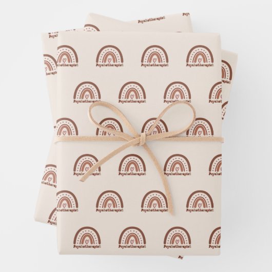 Feuille De Papier Cadeau Psychothérapeute Boho Rainbow (En situation)