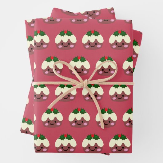 Feuille De Papier Cadeau Pudding de Noël 1 (En situation)