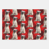 Feuille De Papier Cadeau Pug Christmas Dog Red Buffalo Plaid (Devant 2)