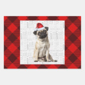 Feuille De Papier Cadeau Pug Christmas Dog Red Buffalo Plaid (Devant)