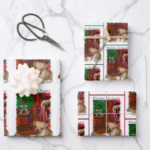 Feuille De Papier Cadeau Puggle attendant Noël