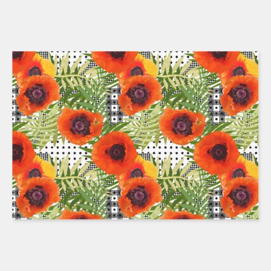 Feuille De Papier Cadeau Puissants Papiers enveloppants de pavots (Devant 2)