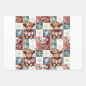 Feuille De Papier Cadeau Pull de Noël pour vache des Highlands Rouge Vert F (Devant 3)
