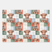 Feuille De Papier Cadeau Pull de Noël pour vache des Highlands Rouge Vert F (Devant 2)