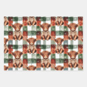 Feuille De Papier Cadeau Pull de Noël pour vache des Highlands Rouge Vert F (Devant)